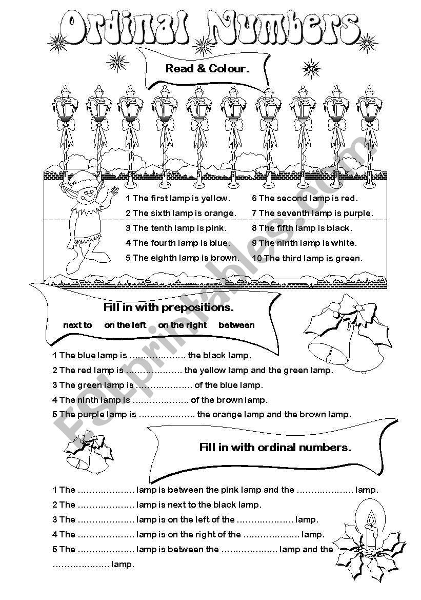 Ordinal Numbers worksheet