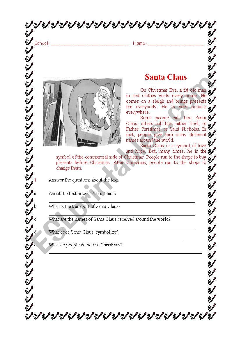 Santa Claus worksheet