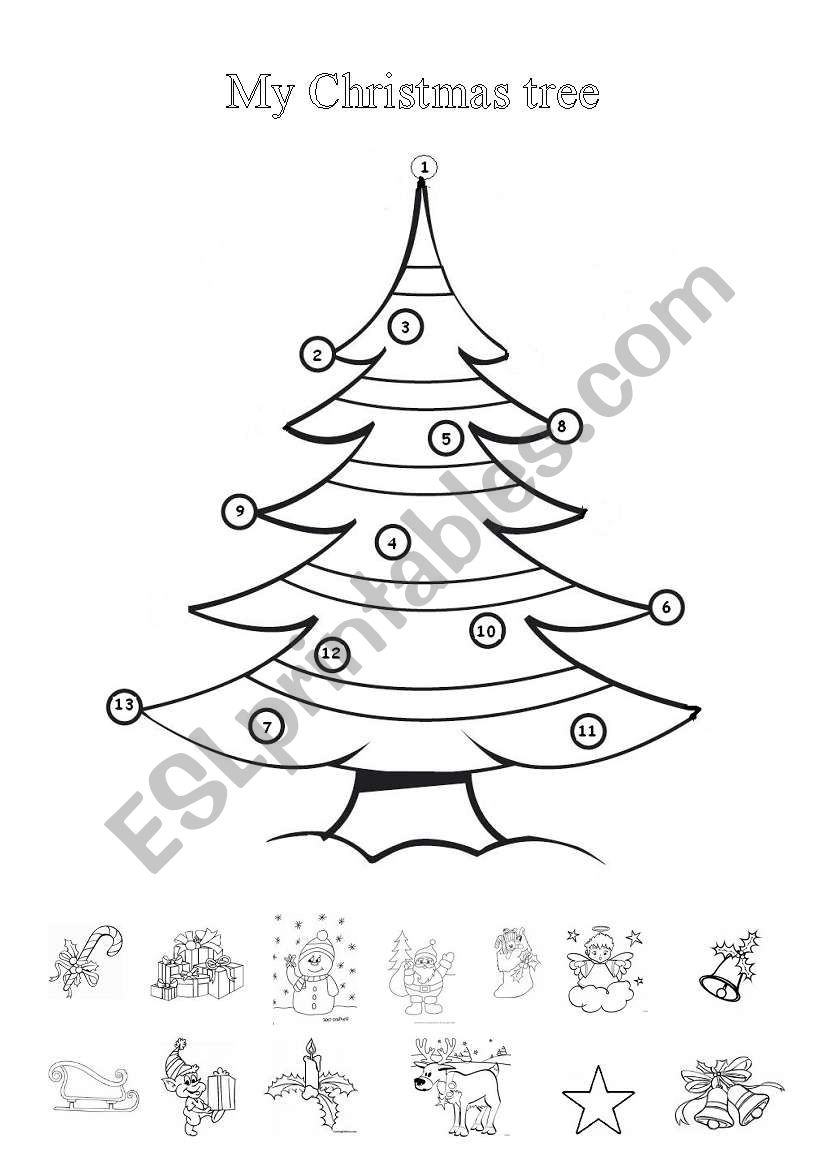 My Xmas tree worksheet