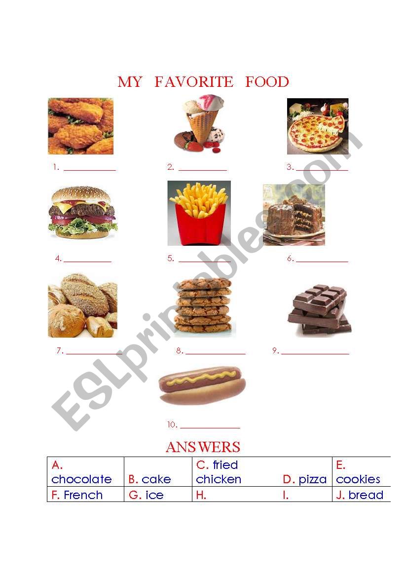 My Favorite Food worksheet