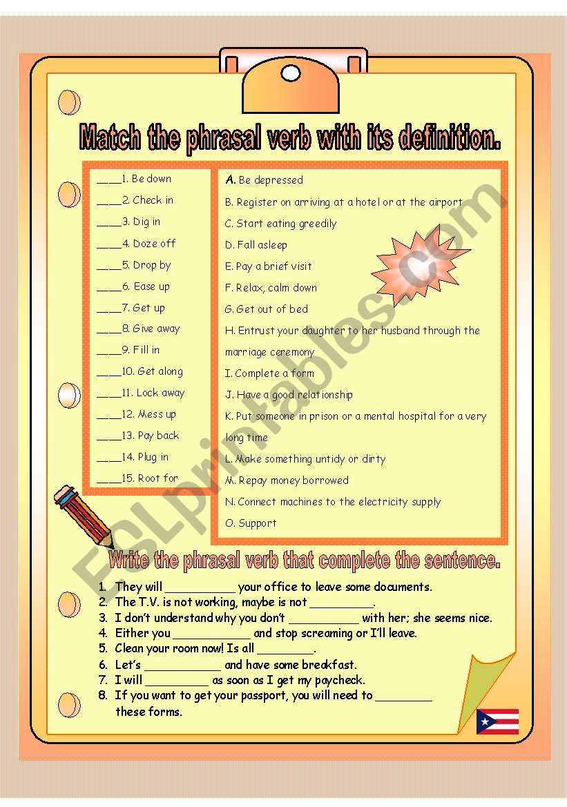 phrasal verbs 2 worksheet