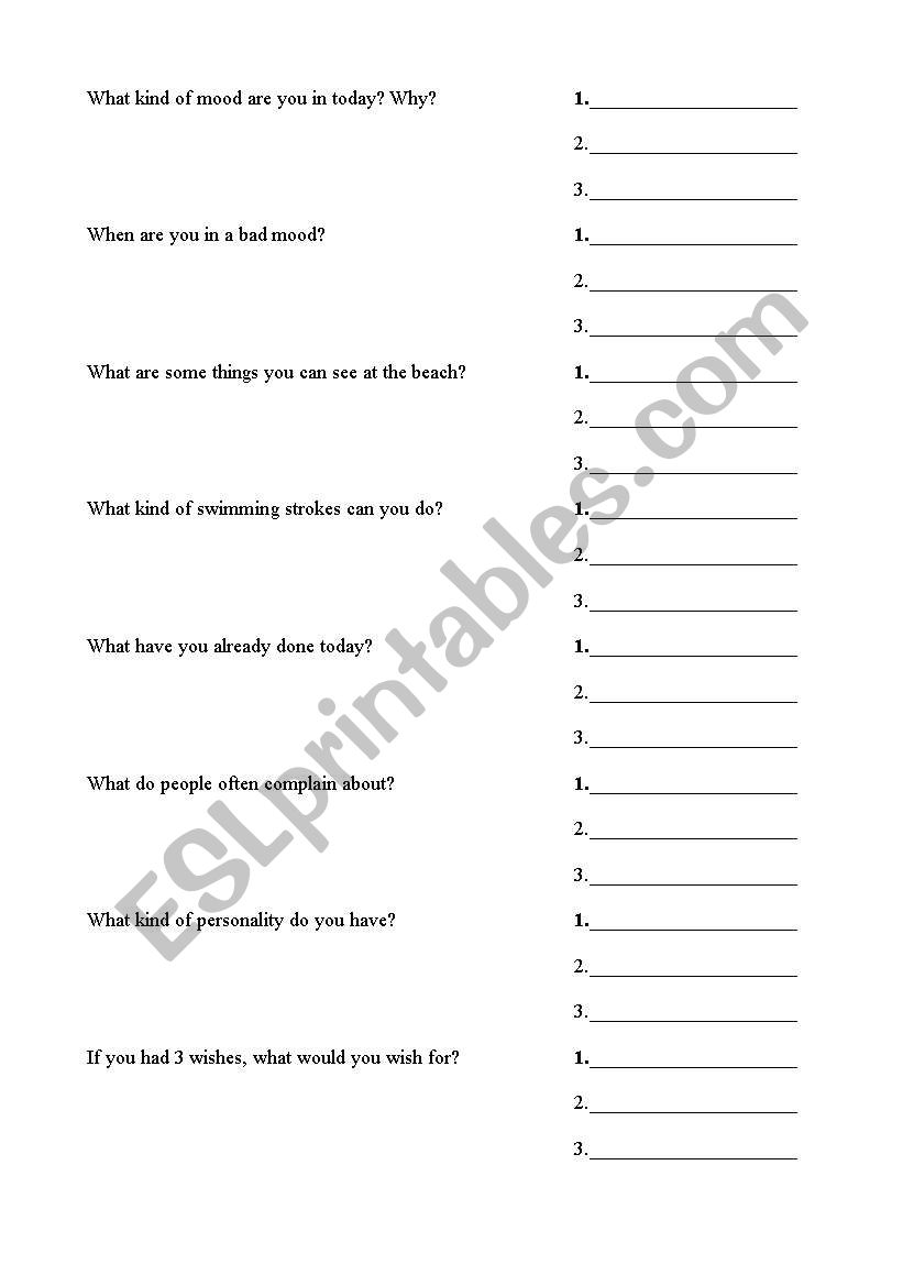 QA Activity worksheet