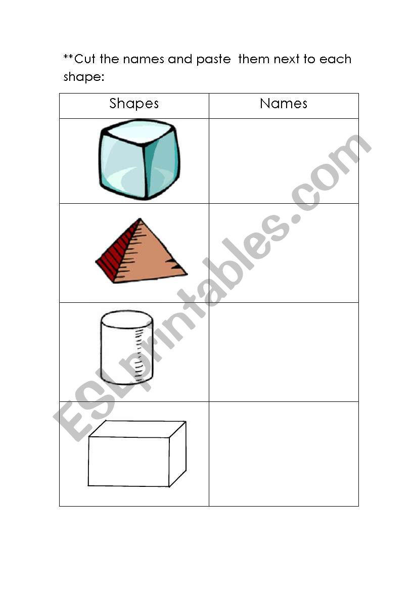 3D shapes worksheet