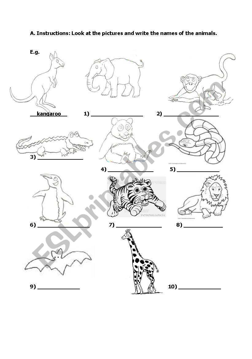 label the animals worksheet