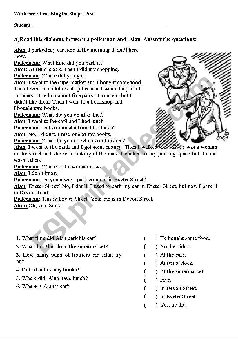 testing the simple past worksheet