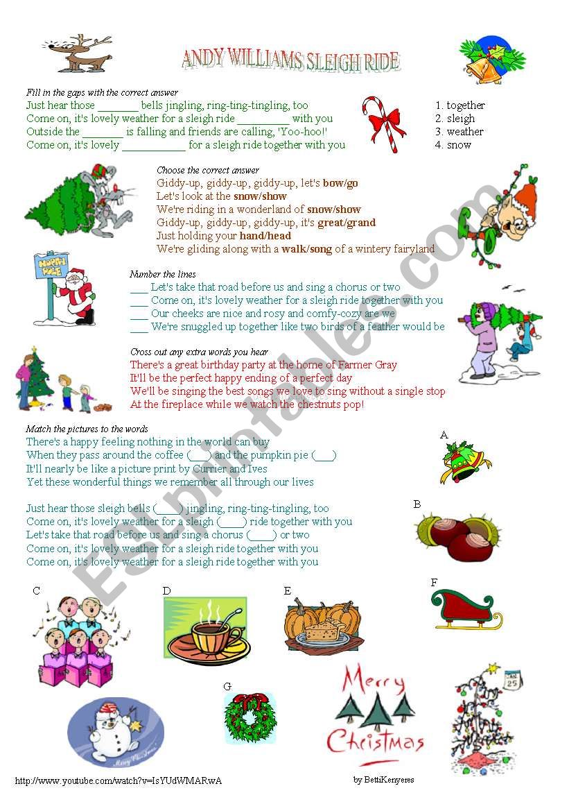 Sleigh Ride SONG worksheet