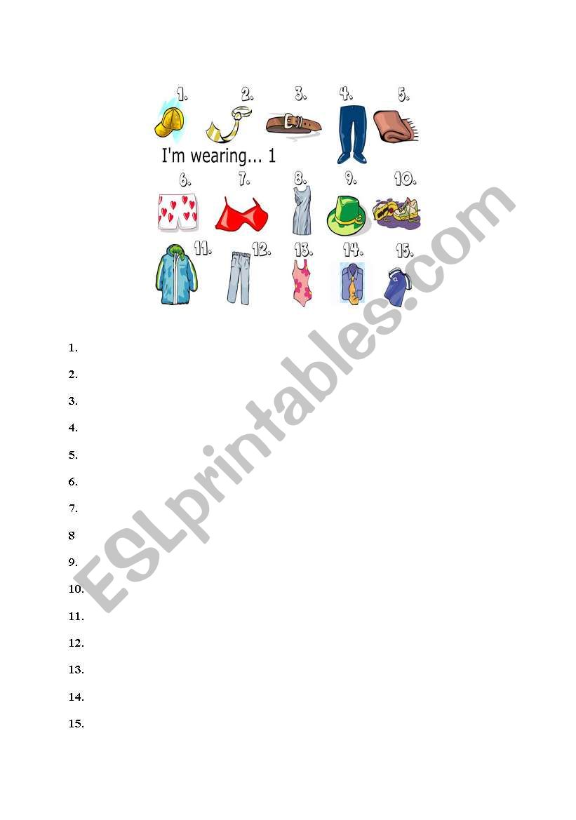 clothes worksheet