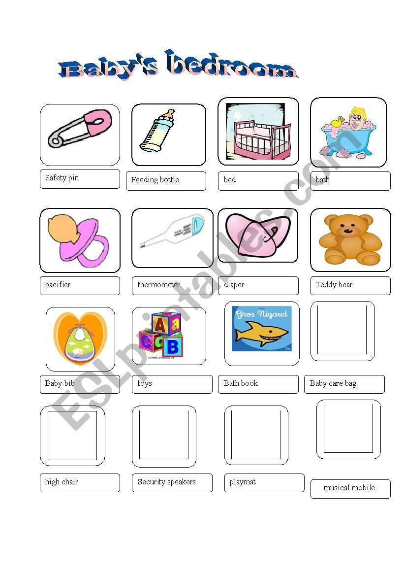 Babys bedroom Pictionary worksheet