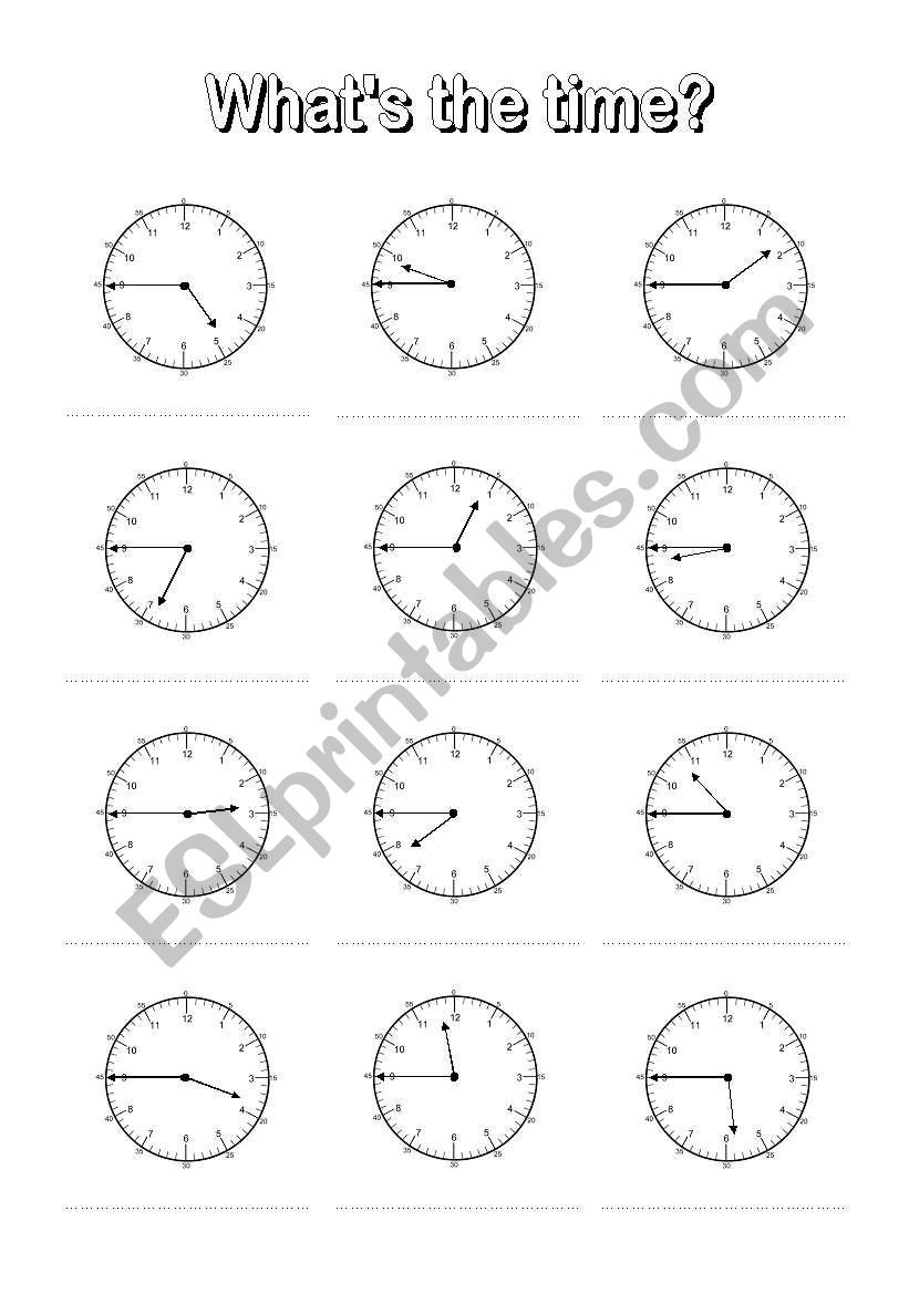 Whats the time? 4 worksheet
