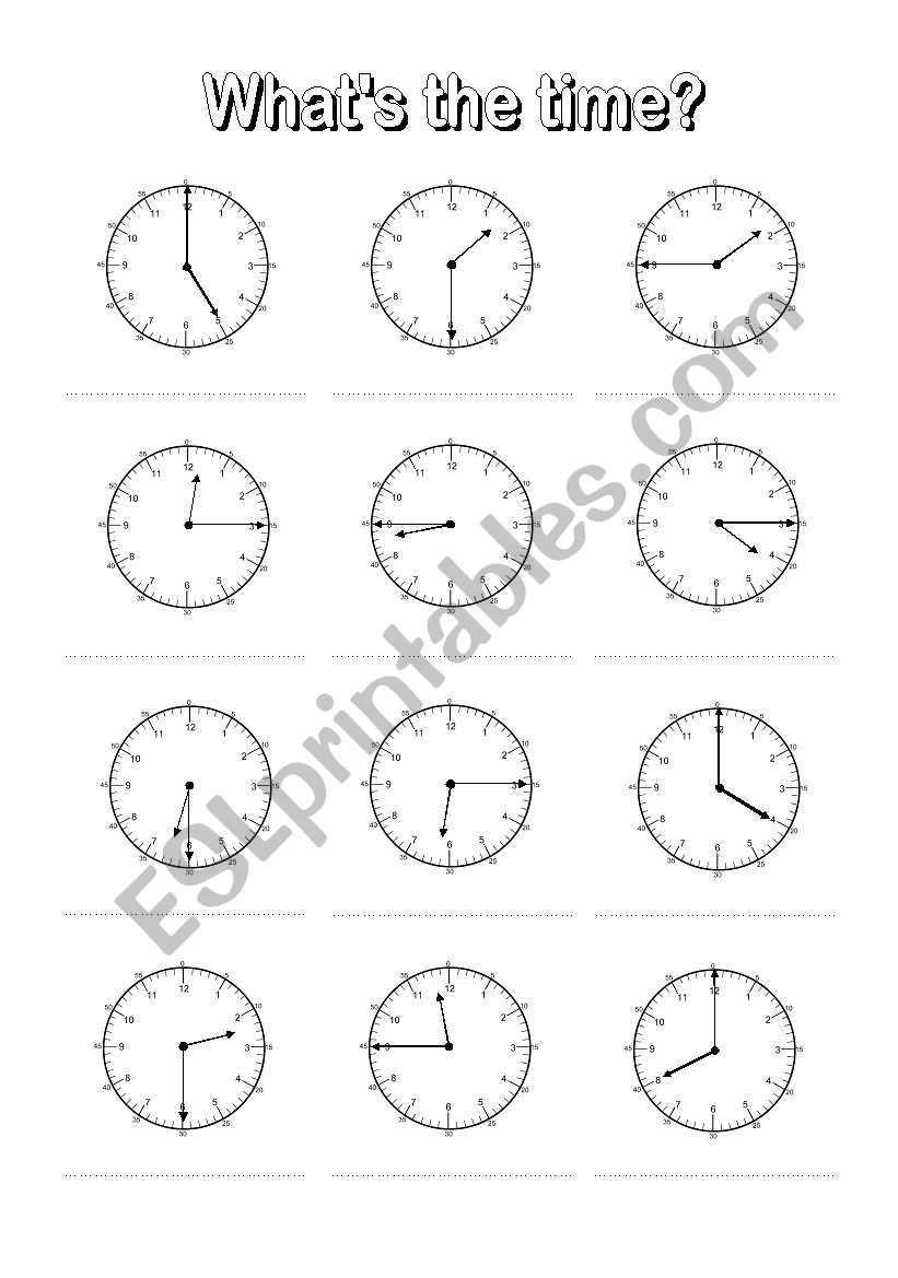 Whats the time? 5 worksheet