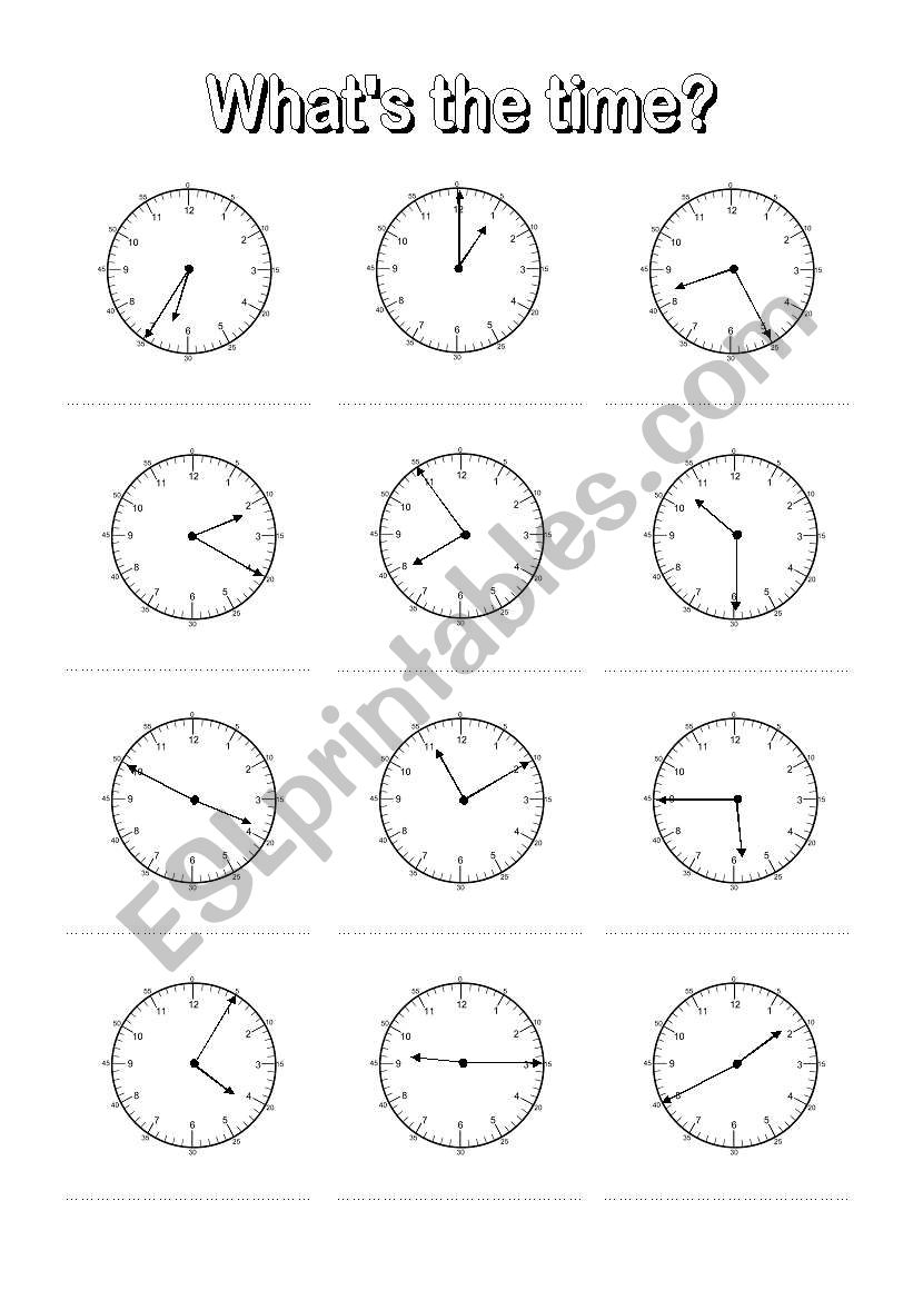 What s The Time 6 ESL Worksheet By Adelebs