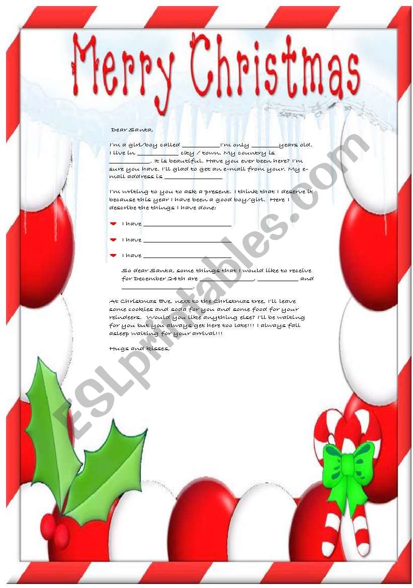 A letter to Santa Claus II worksheet