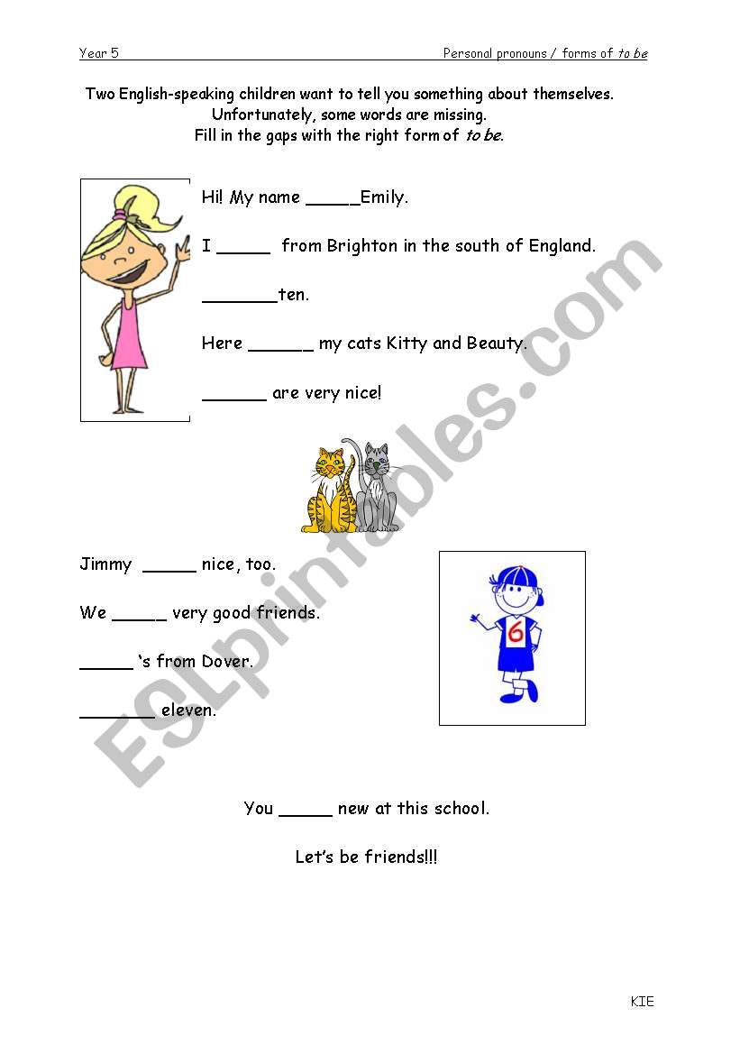 Personal pronouns / forms of to be
