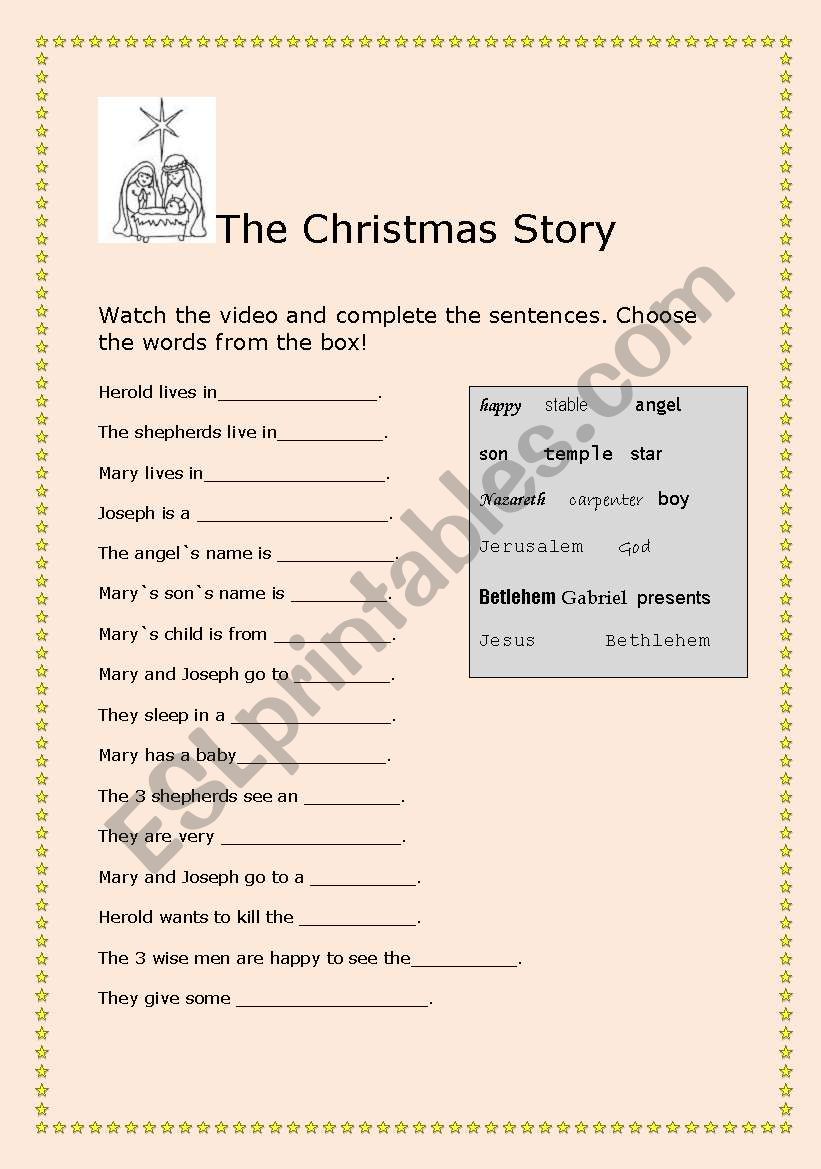 The Christmas story worksheet