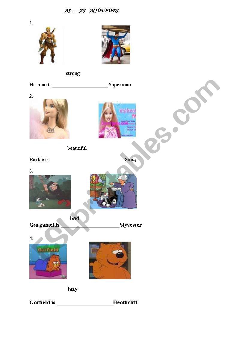 as...as with pictures worksheet