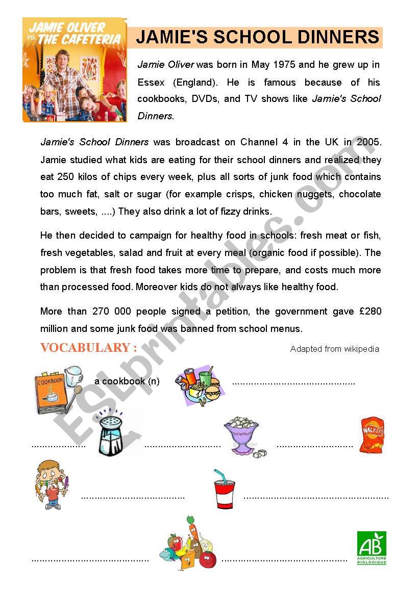 JAMIE OLIVERÂ´S SCHOOL DINNERS (2 pages)