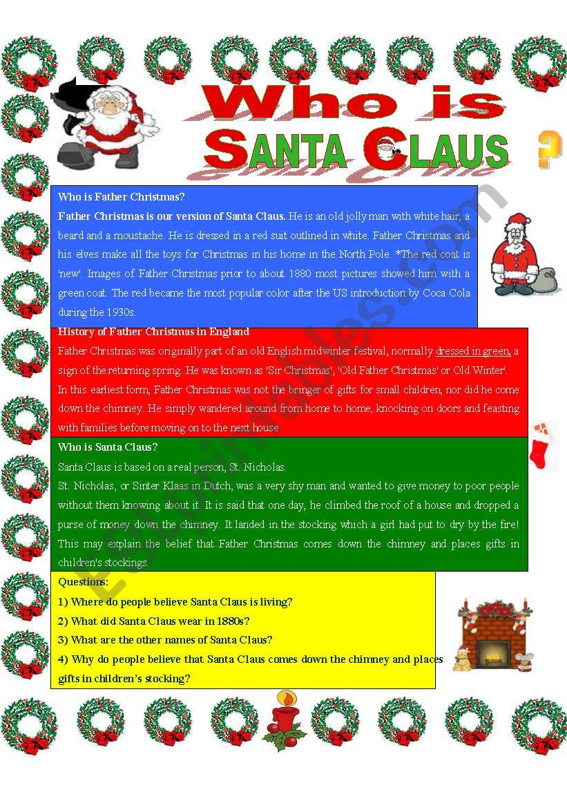 Who is Santa Claus? worksheet