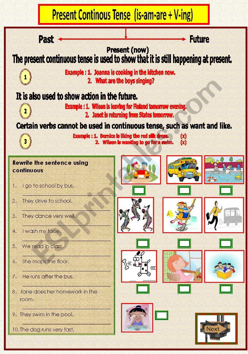 Present Continuous Tense worksheet