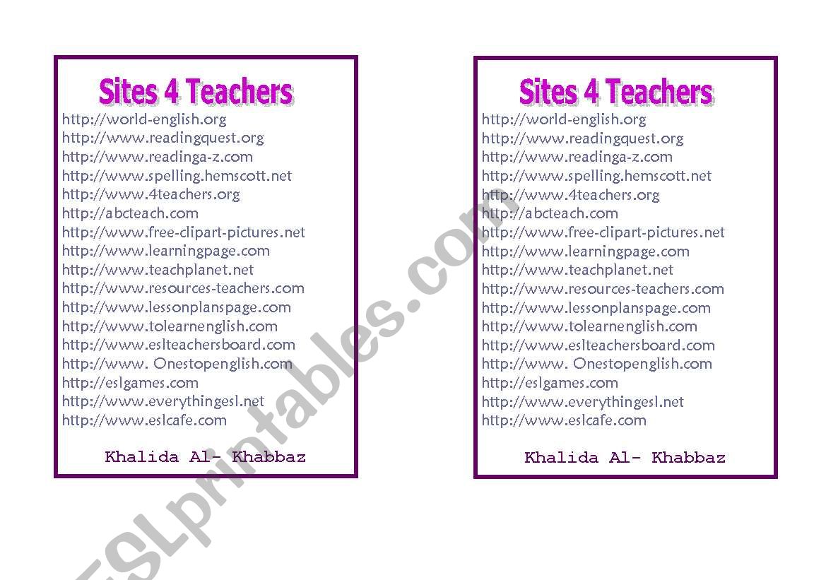 Sites 4 teachers worksheet