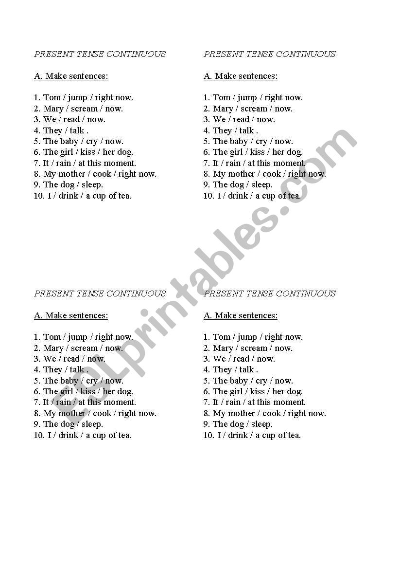 present progresive worksheet