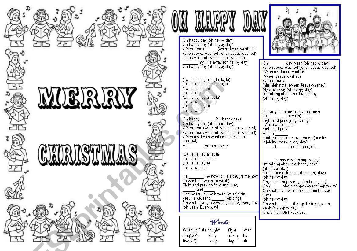 song oh happy day in card worksheet