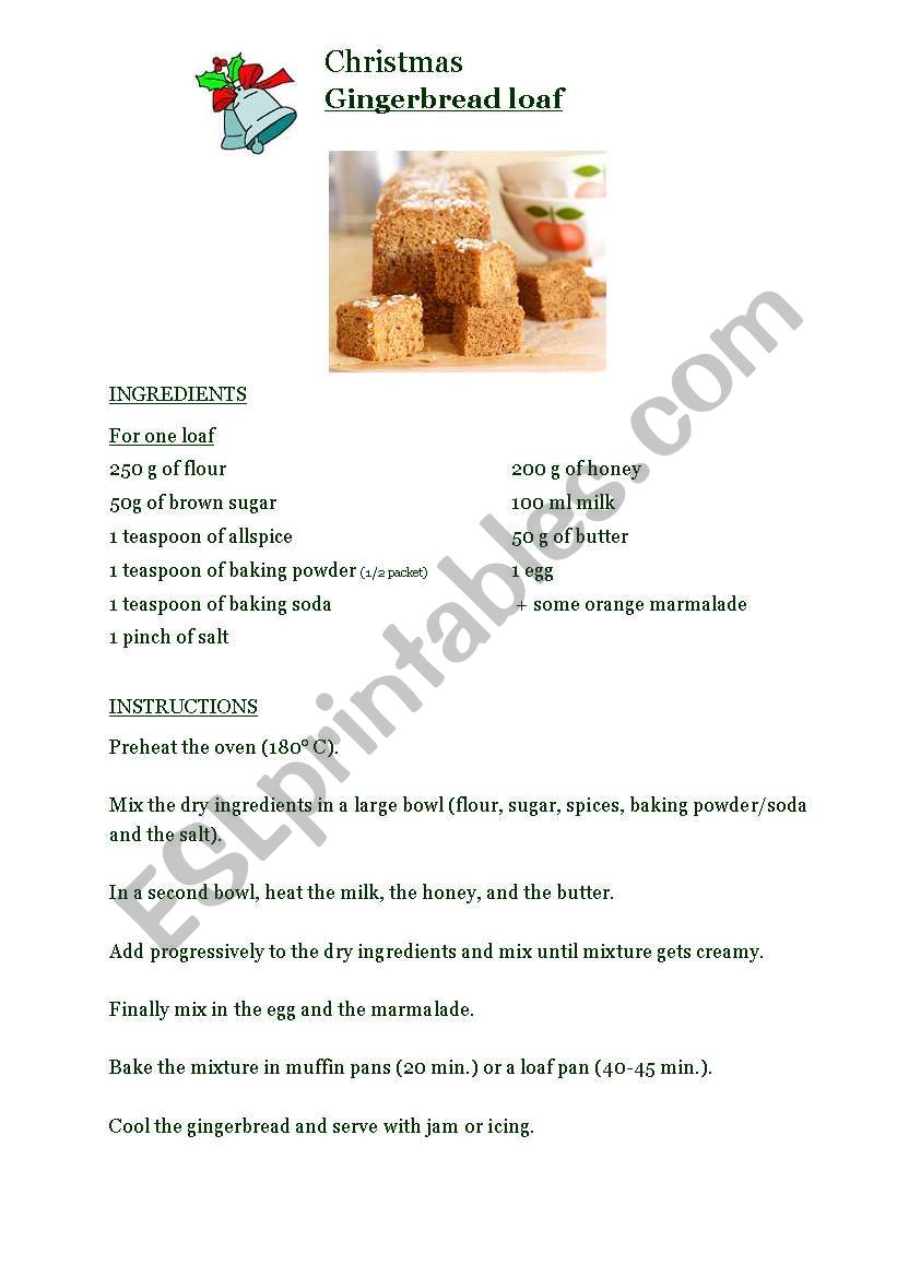 Christmas Gingerbread worksheet