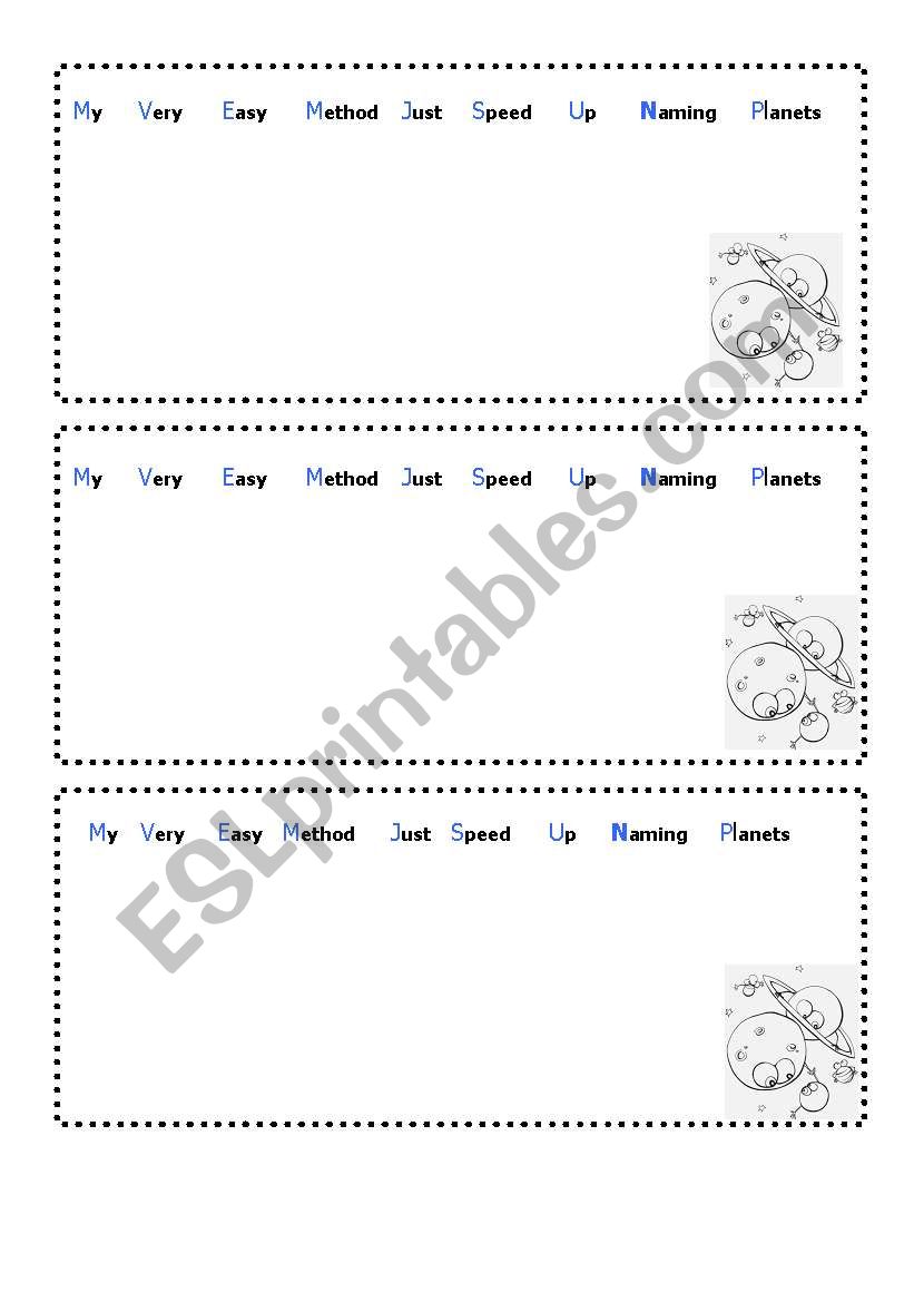 remember the planets order worksheet