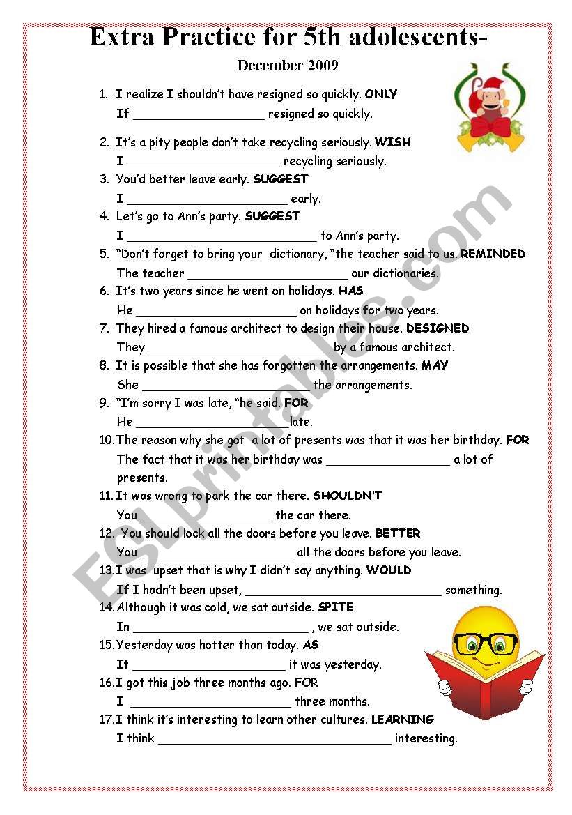Paraphrasing Worksheets