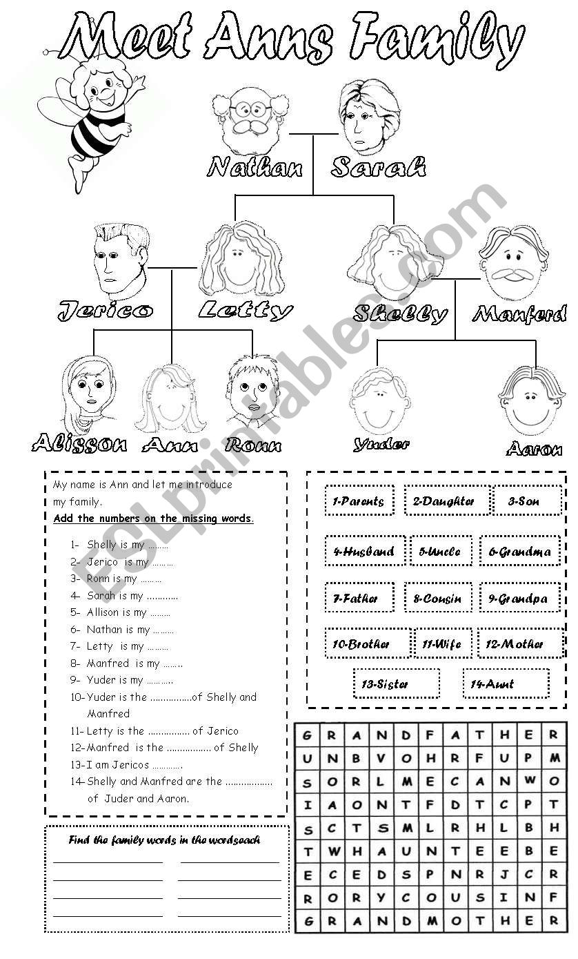 MEET ANNS FAMILY worksheet