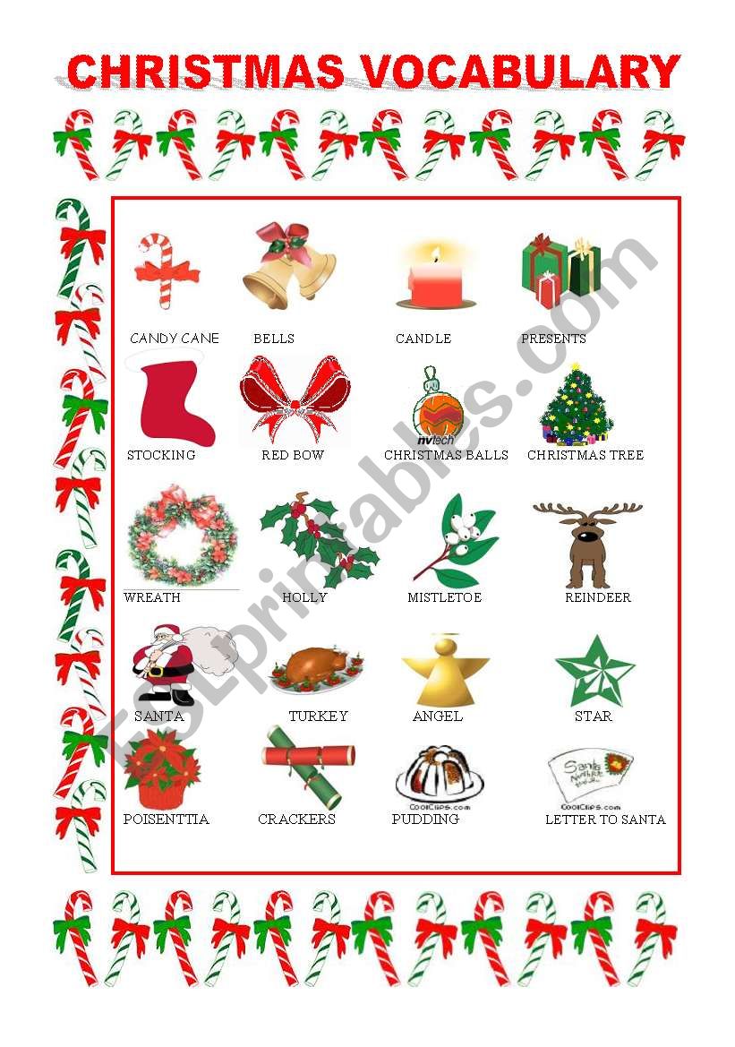 CHRISTMAS VOCABULARY worksheet