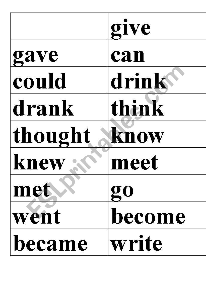 irregular verbs domino worksheet