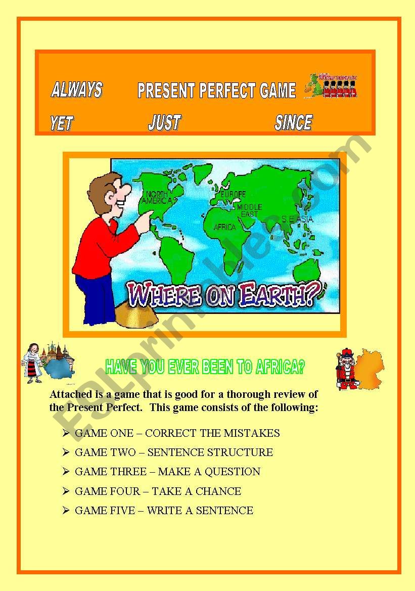 PRESENT PERFECT GAME worksheet