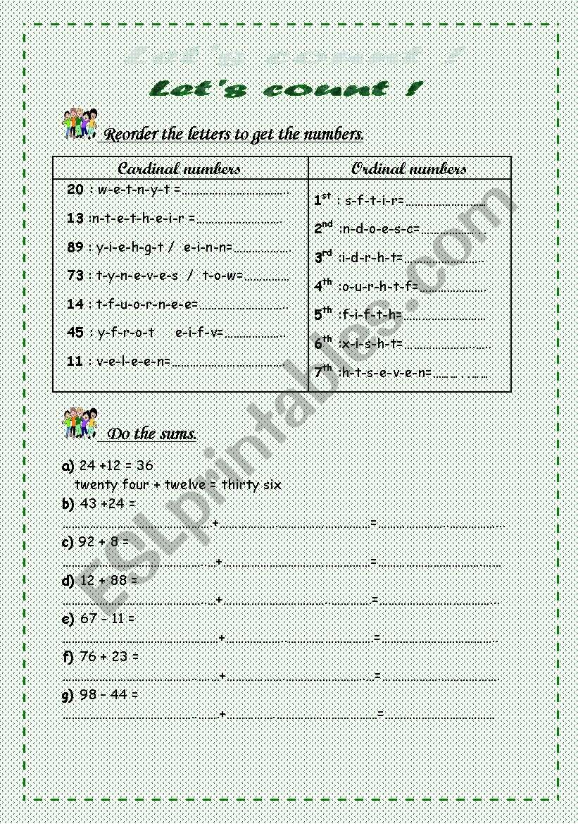 Lets count ! worksheet