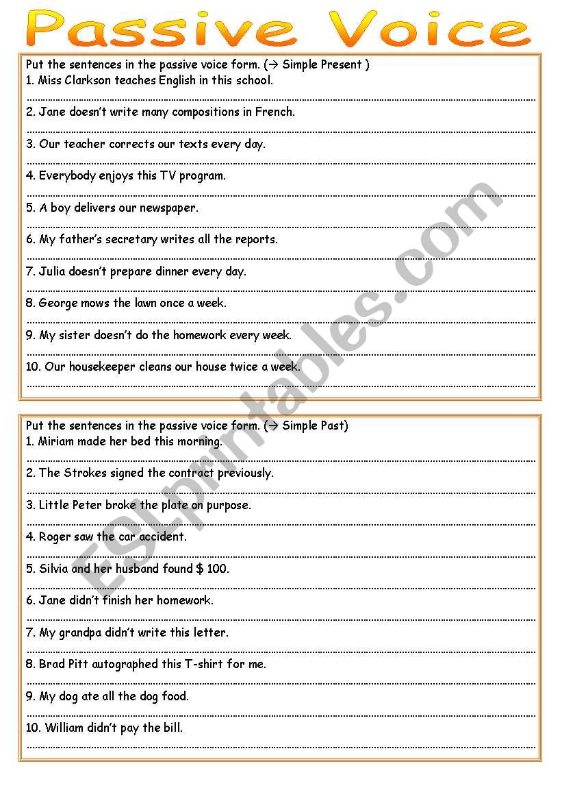 Passive Voice worksheet