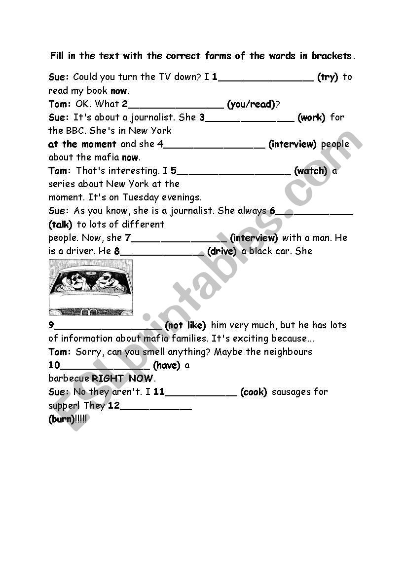 present continuous worksheet