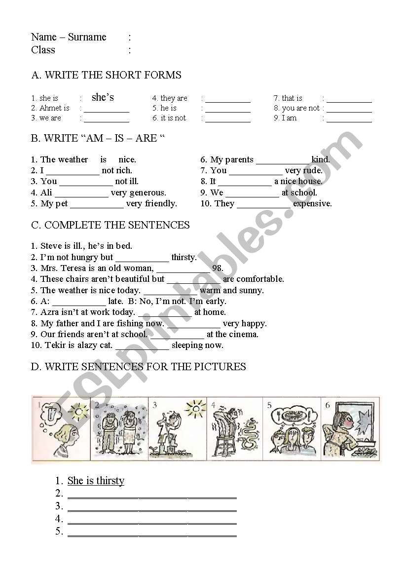 to be present simple worksheet