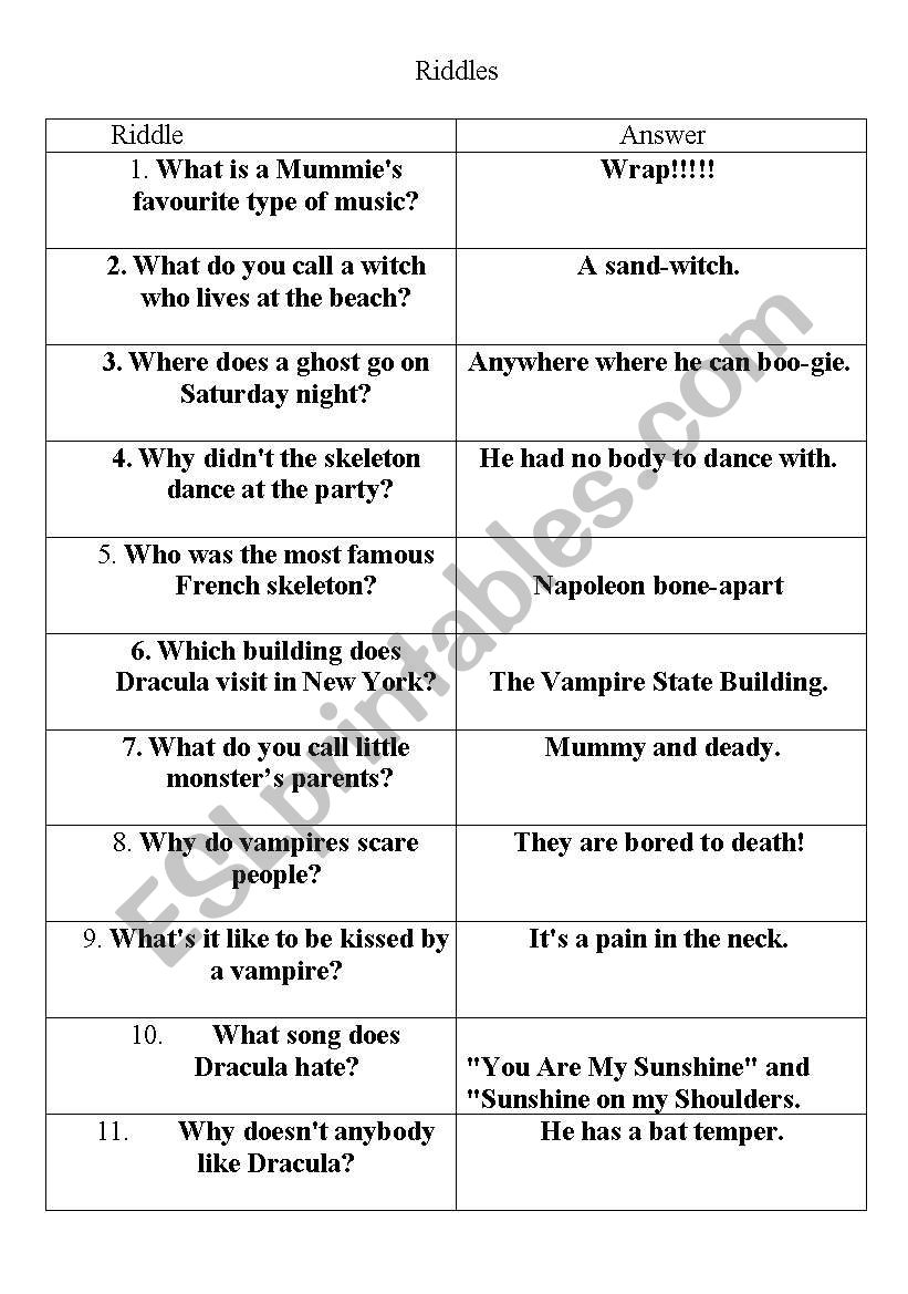 matching activity worksheet