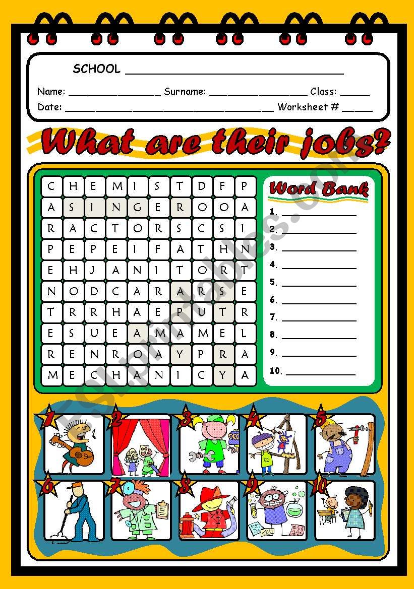 WHAT ARE THEIR JOBS? worksheet