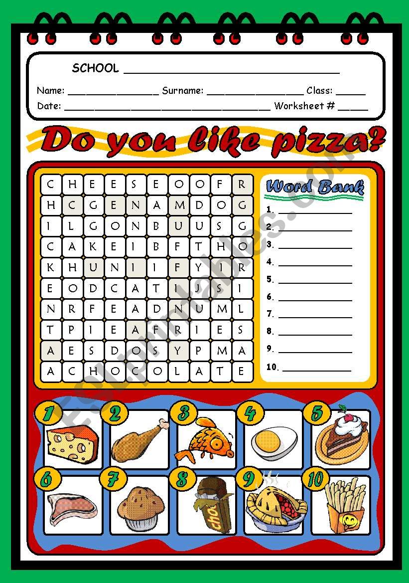 DO YOU LIKE PIZZA? worksheet