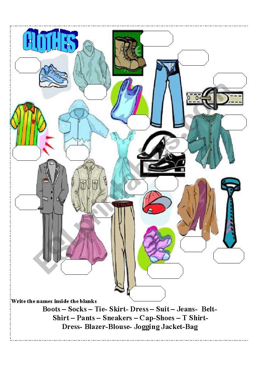 Match the Clothes worksheet