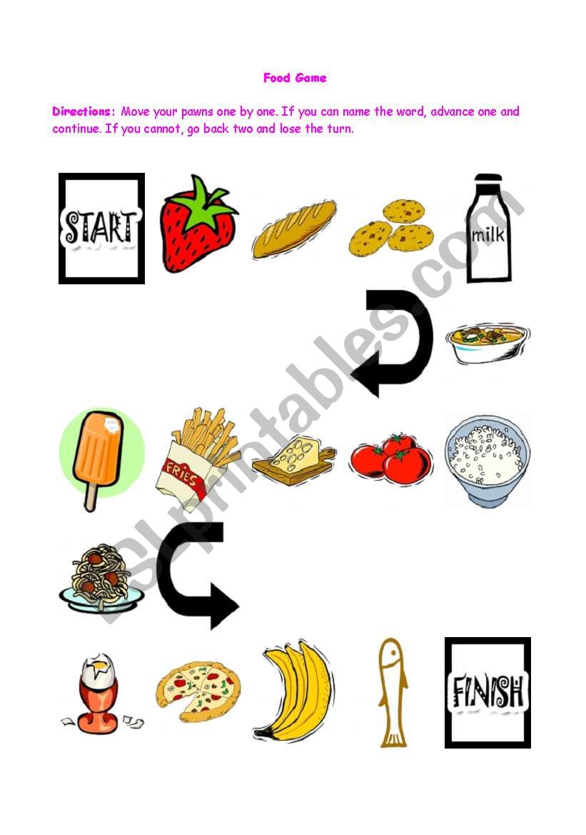 Board game - Food worksheet