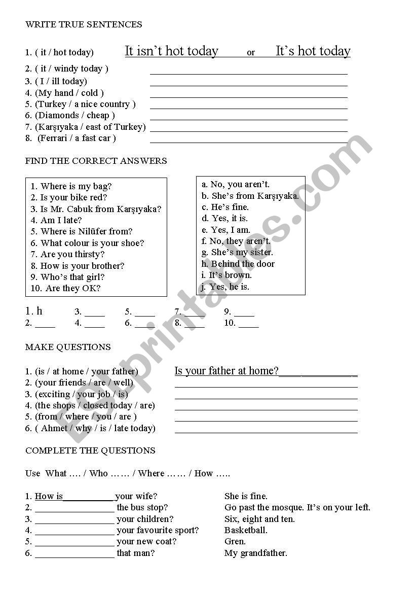 to be present simple 2 worksheet