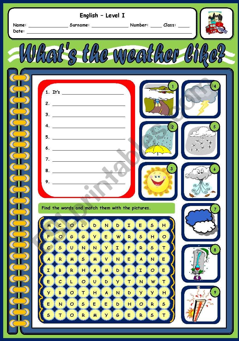 WHATS THE WEATHER LIKE? worksheet