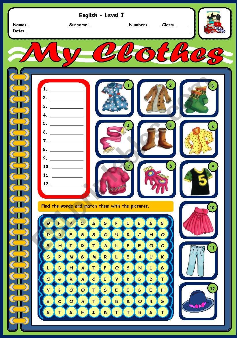 CLOTHES worksheet