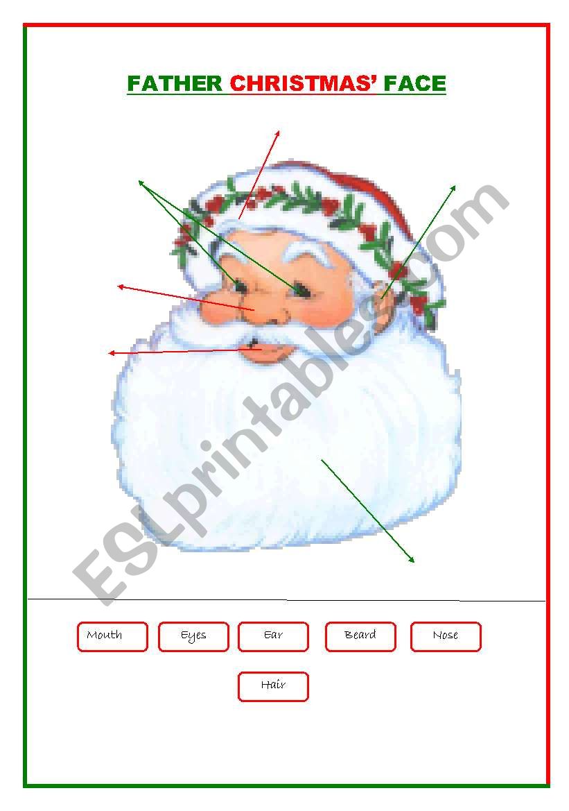 Father Christmas face worksheet