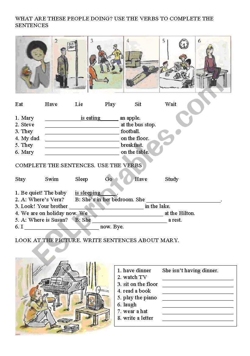 present continuous worksheet