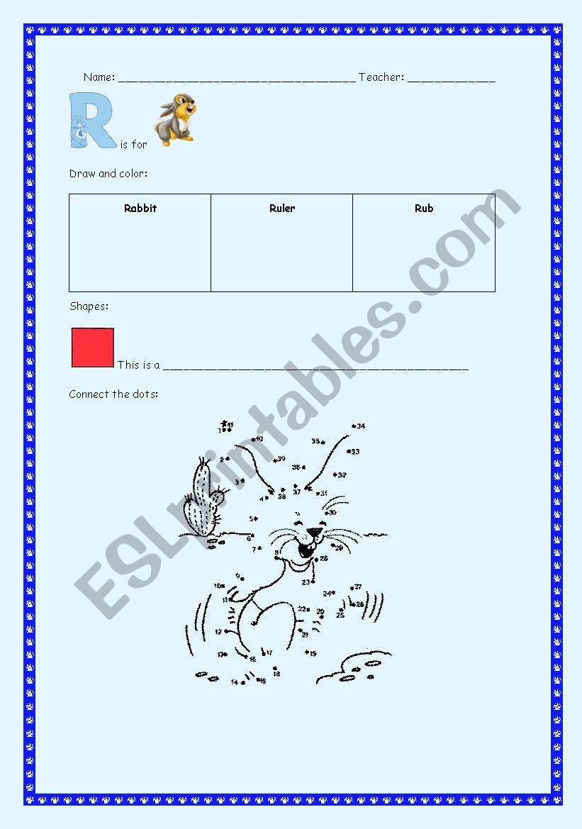 Letter R worksheet