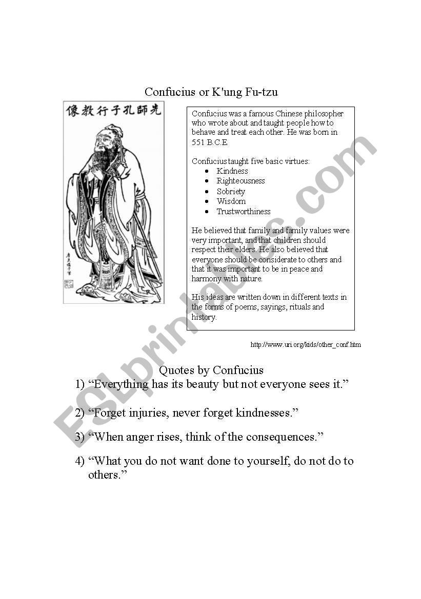 Confucius  worksheet