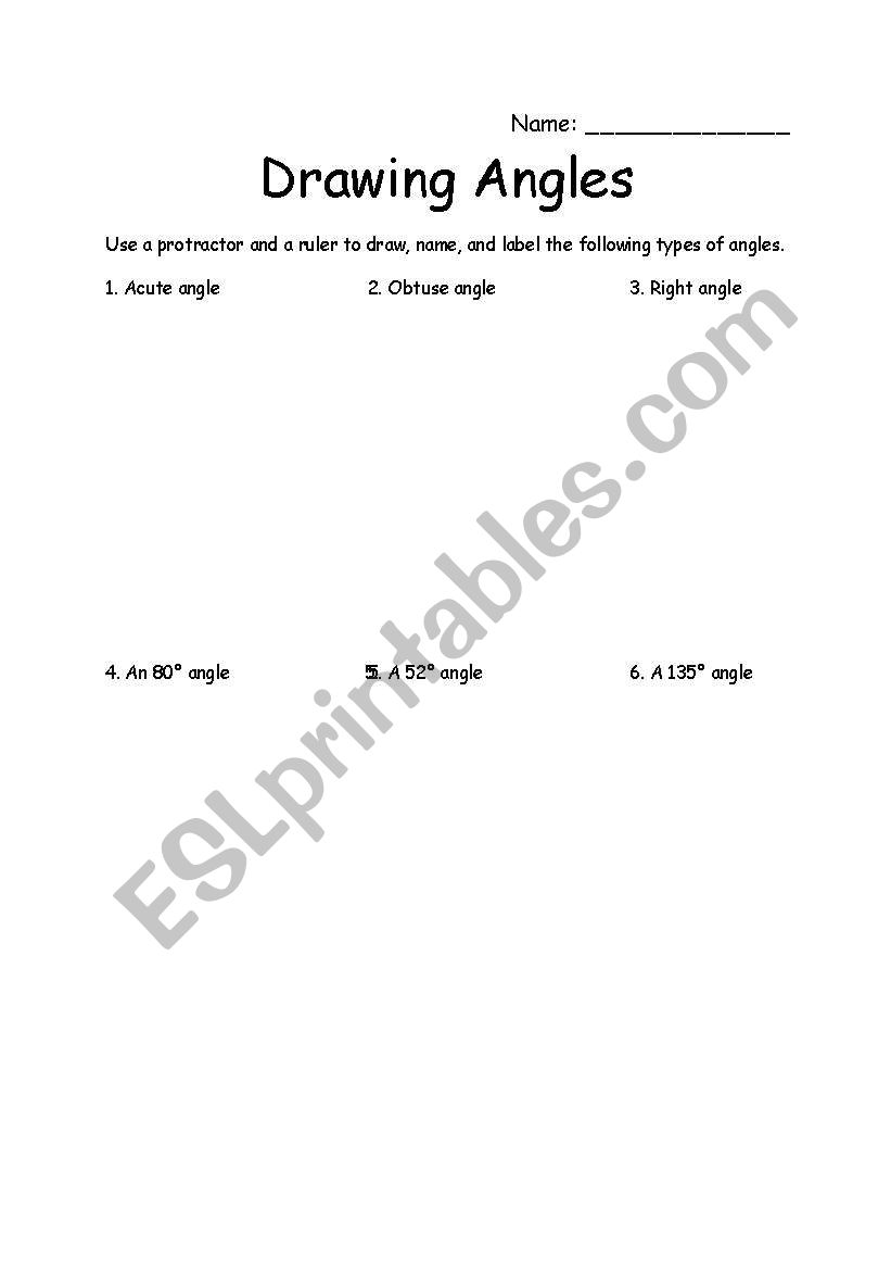 Drawing Angles worksheet