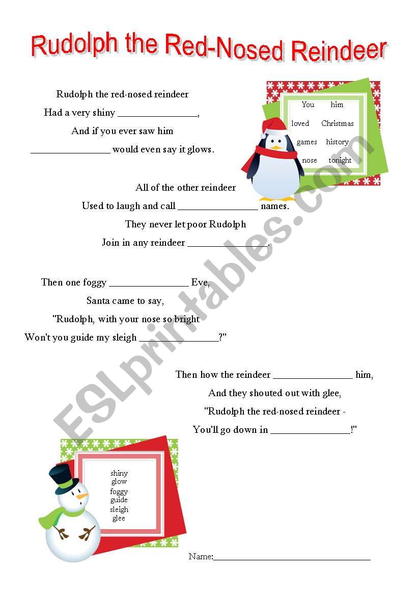 Rudolph worksheet